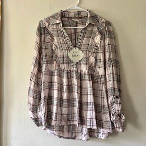 Boho Plaid Ballerina Blouse
